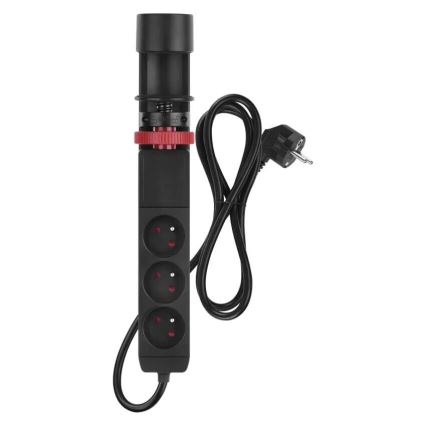 Pagarinātāja vads ar stiprinājumu pie galda 3Z + 3xUSB 1,5m melna