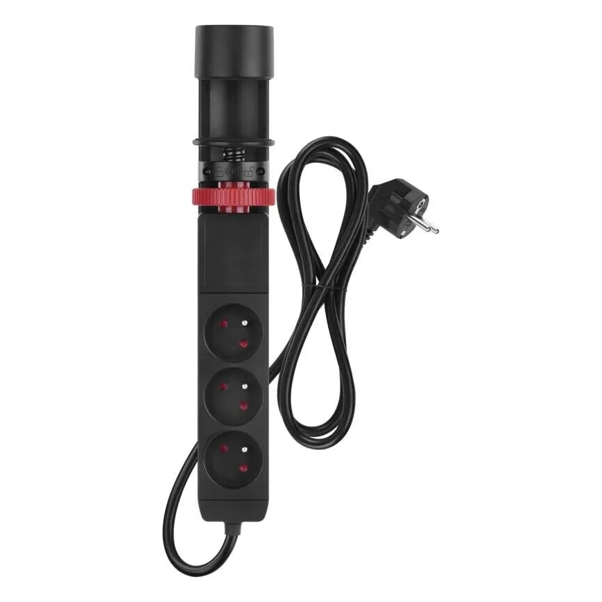 Pagarinātāja vads ar stiprinājumu pie galda 3Z + 3xUSB 1,5m melna