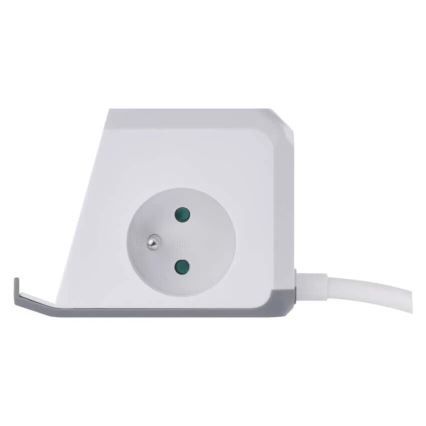 Pagarinātāja vads kubs ar bezvadu lādētāju QI 2Z +2xUSB-A+1xUSB-C 2m balta