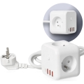 Pagarinātāja vads kubs ar slēdzi LINEA 3x230V + 4xUSB A/C balta
