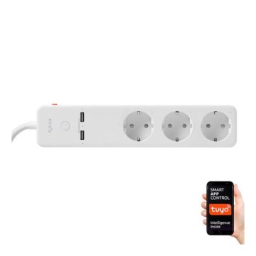 Pagarinātāja vads SMART ar slēdzi 1,5m + 2xUSB/Wi-Fi Tuya SCHUKO
