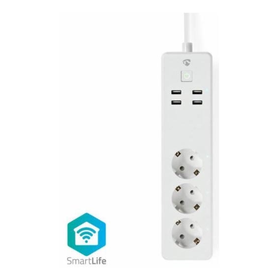 Pagarinātāja vads SmartLife ar slēdzi 3xCEE7/4xUSB/16A WiFi