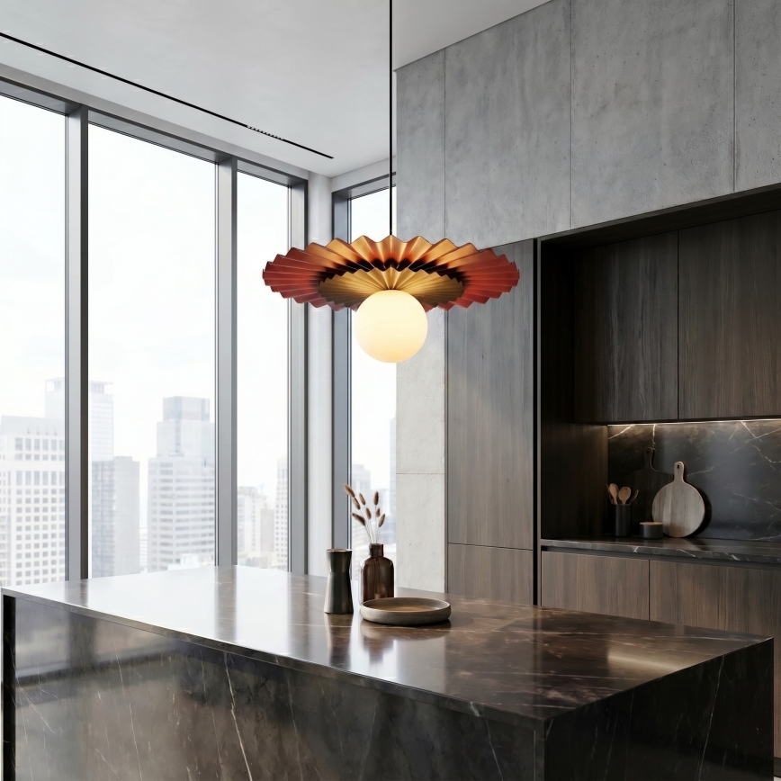 Pakaramā griestu lampa UMBRA uz vada, 1xG9/8W/230V, melna/oranžā