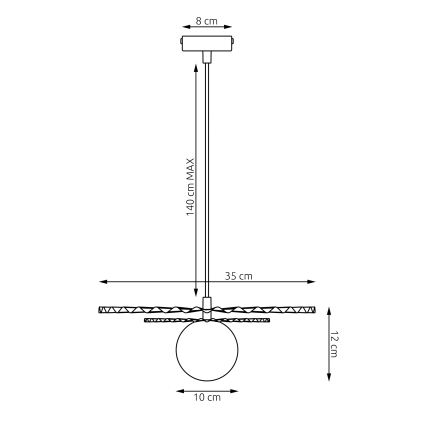 Pakaramā griestu lampa UMBRA uz vada, 1xG9/8W/230V, melna/oranžā