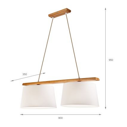 Pakaramā lampa AIDA 2xE27/60W/230V pr. 35 cm ozols