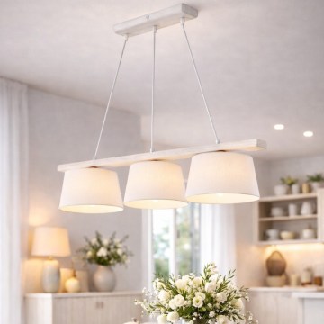 Pakaramā lampa AIDA, 3xE27/60W/230V, Ø 25 cm, ozols/balts