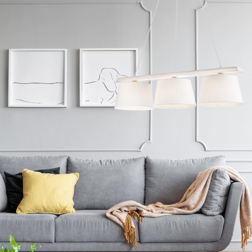 Pakaramā lampa AIDA, 3xE27/60W/230V, Ø 25 cm, ozols/balts