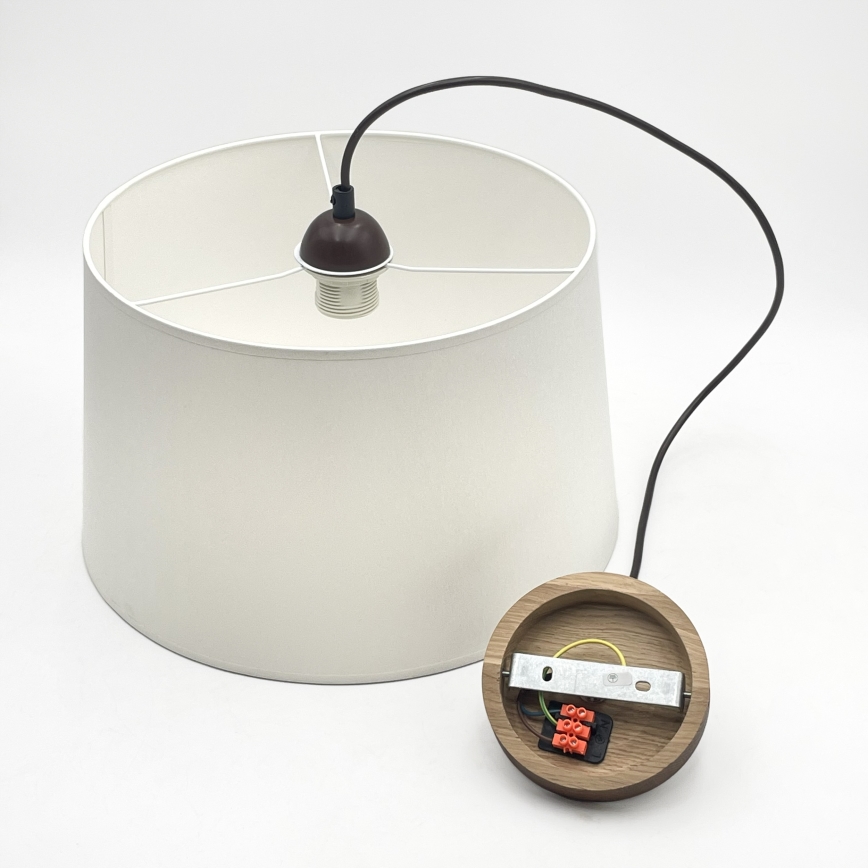 Pakaramā lampa AIDA ar vadu 1xE27/60W/230V Ø 35 cm ozols/valrieksts/balts