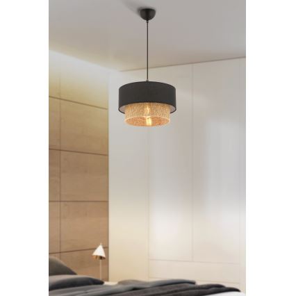Pakaramā lampa ar kabeli ECHO 1xE27/60W/230V melna/brūna