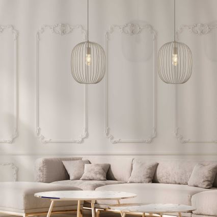 Pakaramā lampa ar kabeli OVELLA 1xE27/15W/230V Ø 34 cm krēmkrāsaina