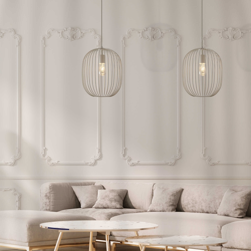 Pakaramā lampa ar kabeli OVELLA 1xE27/15W/230V Ø 34 cm krēmkrāsaina