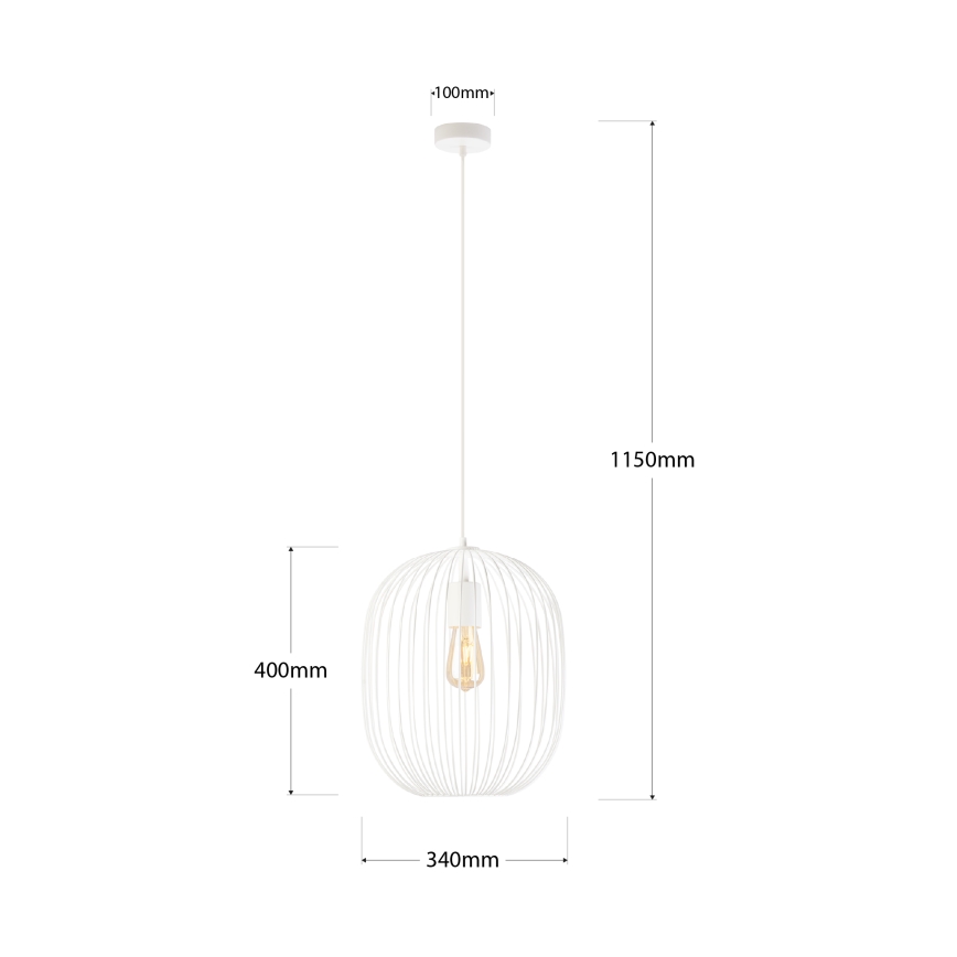 Pakaramā lampa ar kabeli OVELLA 1xE27/15W/230V Ø 34 cm krēmkrāsaina