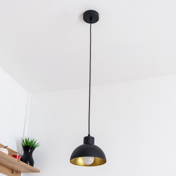 Pakaramā lampa ar kabeli VESPER 1xE27/15W/230 Ø 18 cm melna/zelta