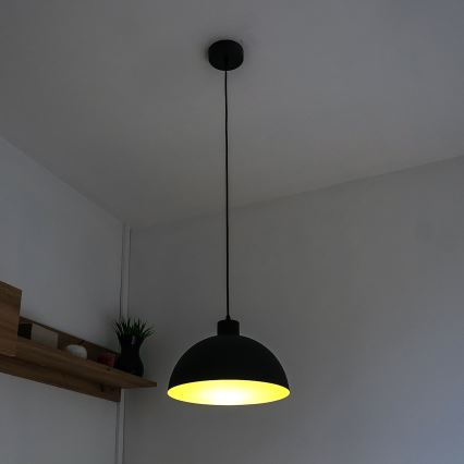 Pakaramā lampa ar kabeli VESPER 1xE27/15W/230 Ø 18 cm melna/zelta