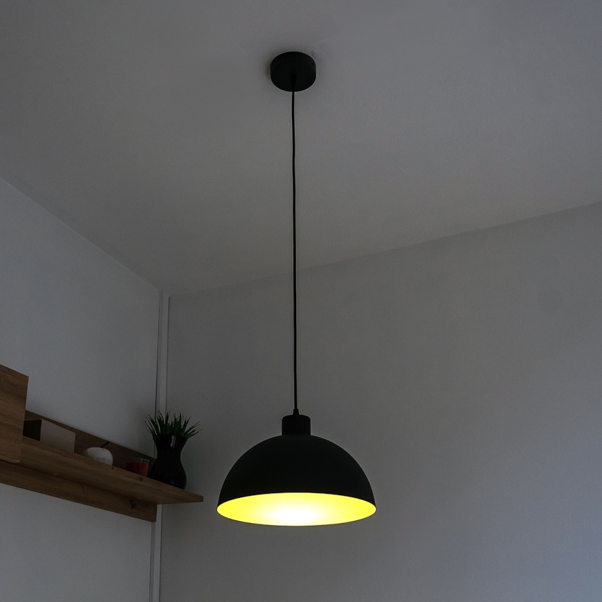 Pakaramā lampa ar kabeli VESPER 1xE27/15W/230 Ø 18 cm melna/zelta