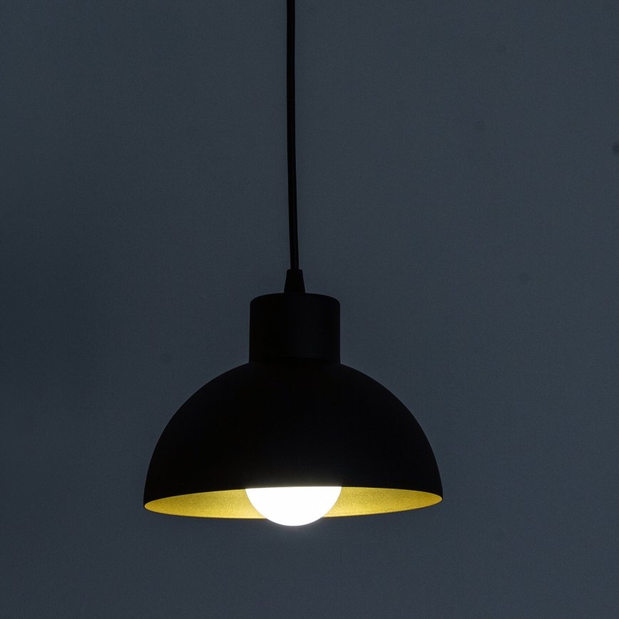 Pakaramā lampa ar kabeli VESPER 1xE27/15W/230 Ø 18 cm melna/zelta