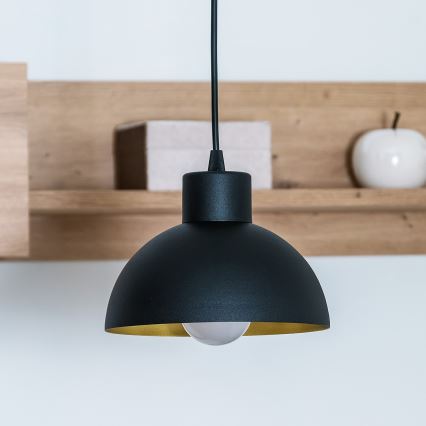 Pakaramā lampa ar kabeli VESPER 1xE27/15W/230 Ø 18 cm melna/zelta
