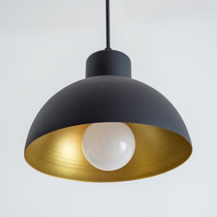 Pakaramā lampa ar kabeli VESPER 1xE27/15W/230 Ø 18 cm melna/zelta