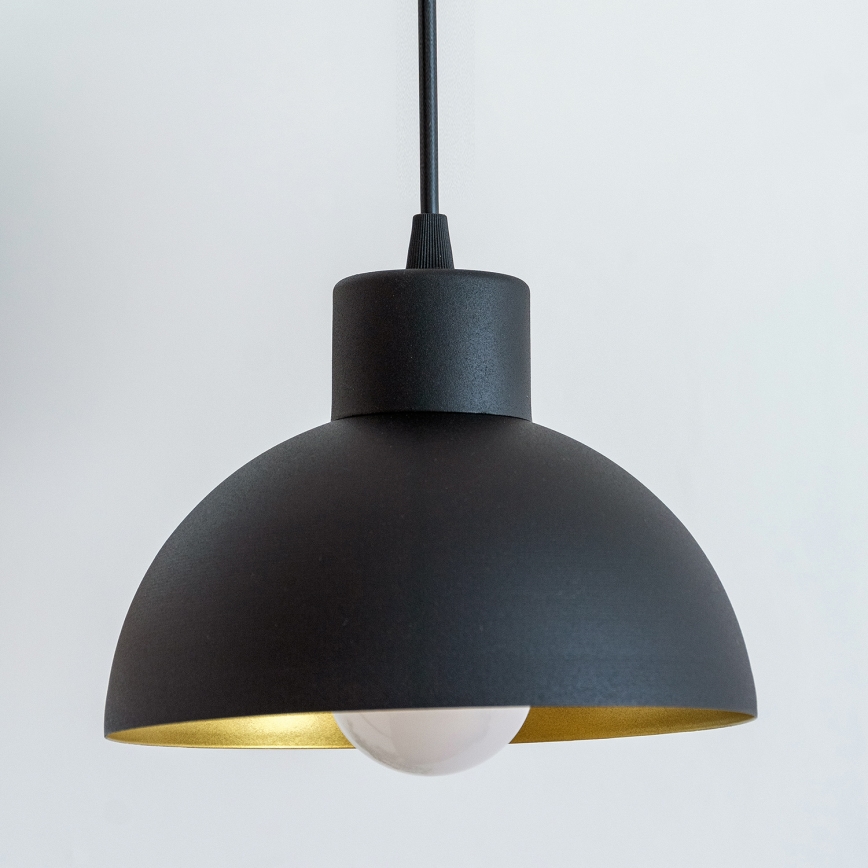 Pakaramā lampa ar kabeli VESPER 1xE27/15W/230 Ø 18 cm melna/zelta