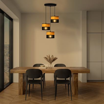 Pakaramā lampa ar vadu ALBA 3xE27/15W/230V Ø 40 cm melna/brūna