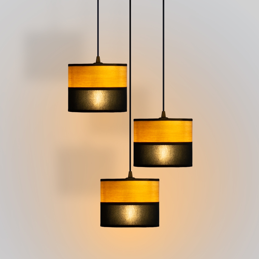 Pakaramā lampa ar vadu ALBA 3xE27/15W/230V Ø 40 cm melna/brūna