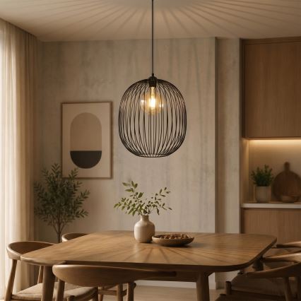 Pakaramā lampa ar vadu DESTELLO 1xE27/15W/230V Ø 32 cm melna