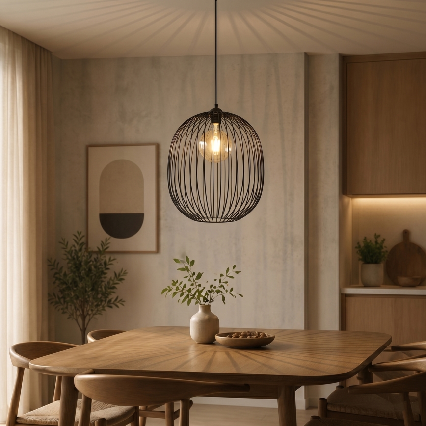Pakaramā lampa ar vadu DESTELLO 1xE27/15W/230V Ø 32 cm melna