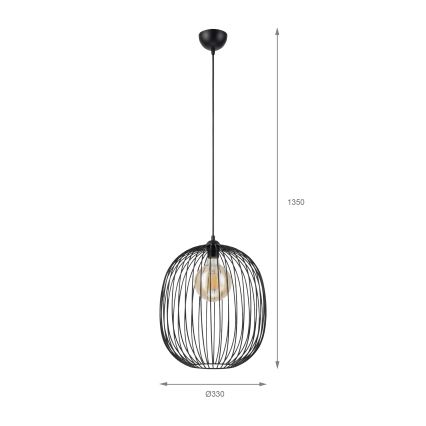 Pakaramā lampa ar vadu DESTELLO 1xE27/15W/230V Ø 32 cm melna