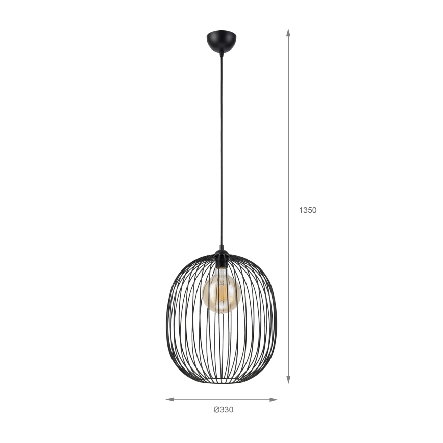 Pakaramā lampa ar vadu DESTELLO 1xE27/15W/230V Ø 32 cm melna