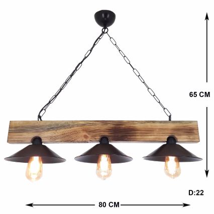 Pakaramā lampa ar vadu HEPSI 3xE27/40W/230V egle valrieksts