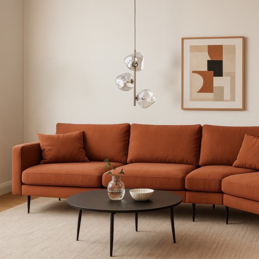 Pakaramā lampa ar vadu LAVA 3xG9/8W/230V bēša/dūmaina bēša