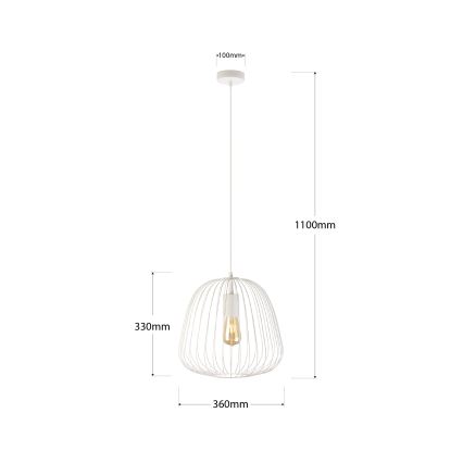 Pakaramā lampa ar vadu OVELLA 1xE27/15W/230V Ø36 cm krēmkrāsas