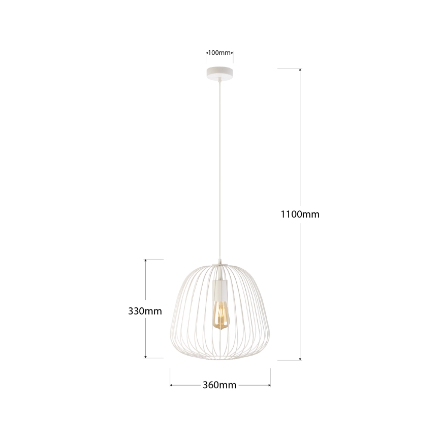 Pakaramā lampa ar vadu OVELLA 1xE27/15W/230V Ø36 cm krēmkrāsas
