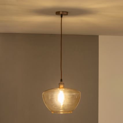 Pakaramā lampa ar vadu SEVENTIES E27/60W/230V dūmaina/brūna