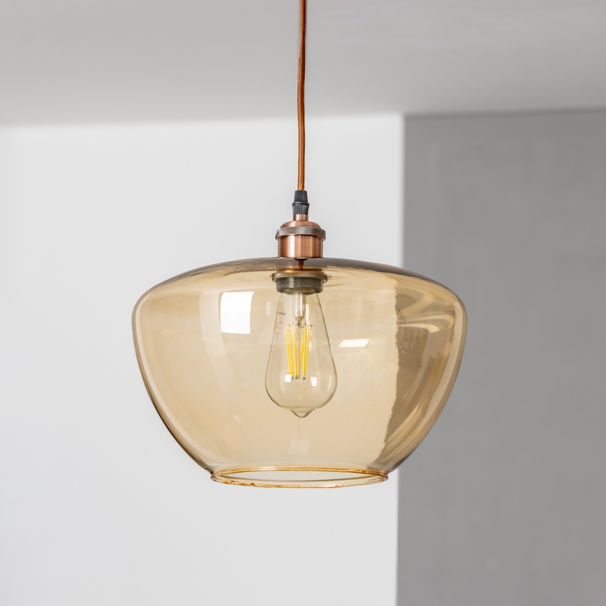 Pakaramā lampa ar vadu SEVENTIES E27/60W/230V dūmaina/brūna