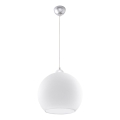 Pakaramā lampa BALL uz troses 1xE27/15W/230V Ø 30 cm balta/spīdīgs hroms