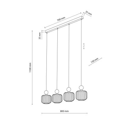 Pakaramā lampa BALLO 4xE14/10W/230V bēša