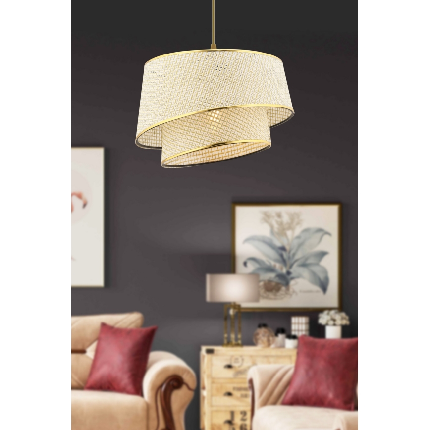 Pakaramā lampa BARETTE 1xE27/60W/230V, krēmkrāsaina/zeltaina