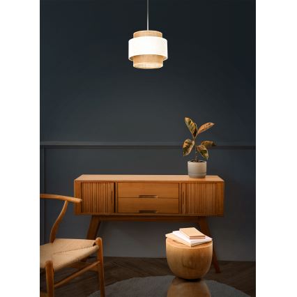 Pakaramā lampa BOHO ar vadu, 1x E27/60W/230V, Ø 20 cm, krēmkrāsa/džuta