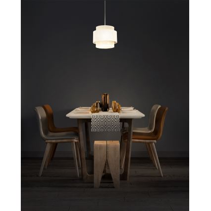 Pakaramā lampa BOHO ar vadu 1xE27/60W/230V Ø 20 cm krēmkrāsa/džuta