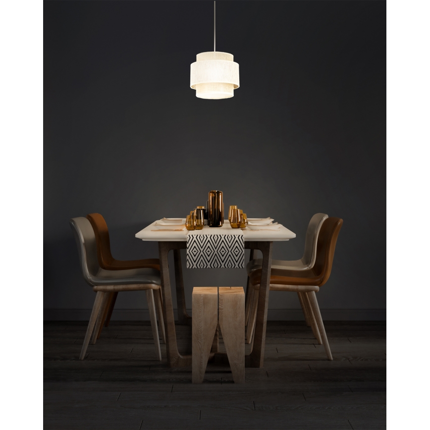 Pakaramā lampa BOHO ar vadu 1xE27/60W/230V Ø 20 cm krēmkrāsa/džuta