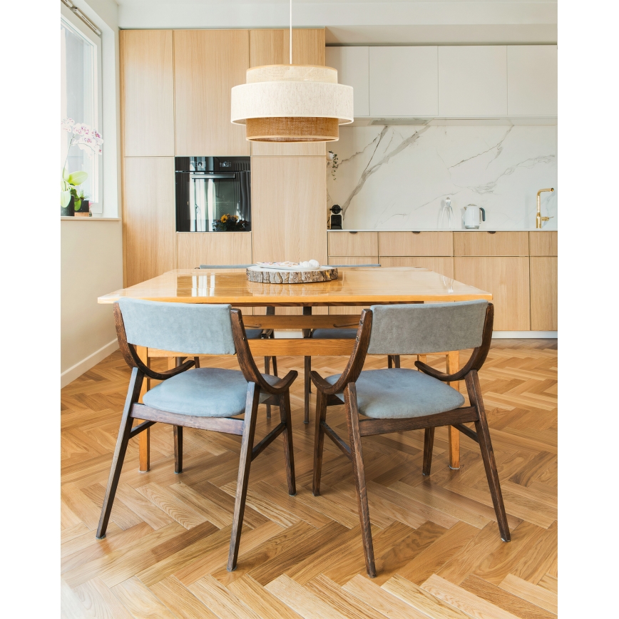 Pakaramā lampa BOHO uz vada 1xE27/60W/230V Ø 40 cm balta/džuta