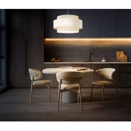 Pakaramā lampa BOHO uz vada 1xE27/60W/230V Ø 40 cm krēmkrāsas ar džutas apdari