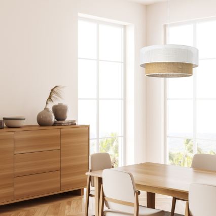 Pakaramā lampa BORHO ar vadu 1xE27/60W/230V balta/džuta