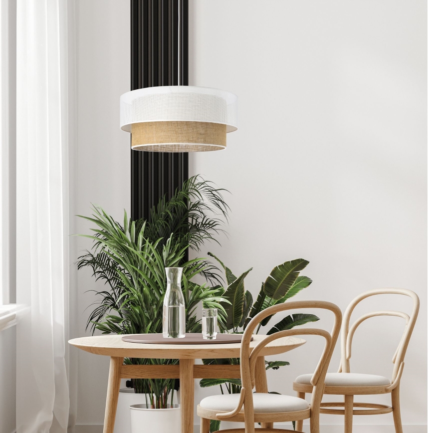 Pakaramā lampa BORHO ar vadu 1xE27/60W/230V balta/džuta