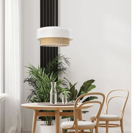 Pakaramā lampa BORHO uz vada 1xE27/60W/230V Ø 40 cm balta/juta