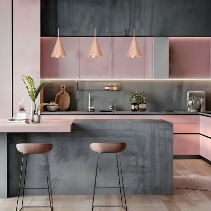 Pakaramā lampa CAPITAL ar trosi, 1xGX53/15W/230V, Ø 17 cm, rožu zelta