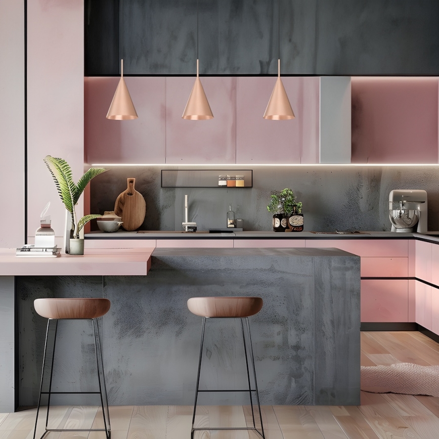 Pakaramā lampa CAPITAL ar trosi, 1xGX53/15W/230V, Ø 17 cm, rožu zelta