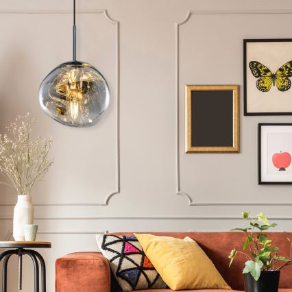 Pakaramā lampa CRUMPLED ar vadu 1xE27/24W/230V Ø 18 cm dūmota