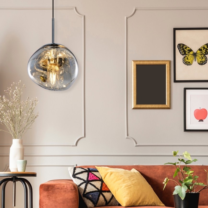 Pakaramā lampa CRUMPLED ar vadu 1xE27/24W/230V Ø 18 cm dūmota